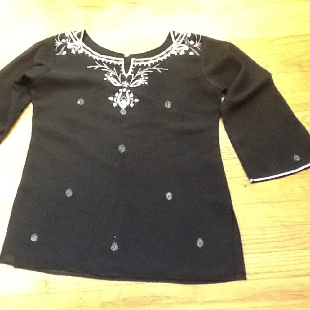 Embroidered Black and White Indian Design Blouse